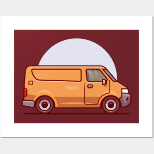 Delivery Car Cargo Cartoon Illustration Posters and Art